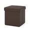 Gymax Folding Storage Ottoman Upholstered Square Footstool PVC Leather 10.5 Gallon